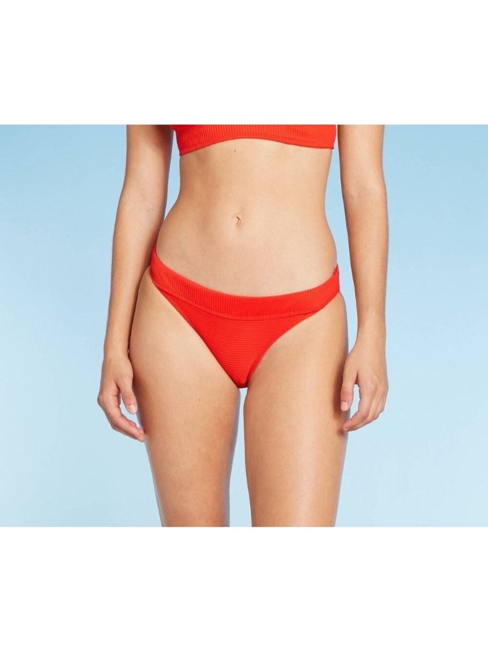 Xhilaration Juniors' Ribbed Cheeky Bikini Bottom Red XS